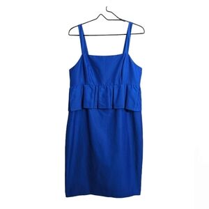 J.Crew Women Silk Cotton Blend Royal Blue Dress Above Knee Length Sleeveless 12